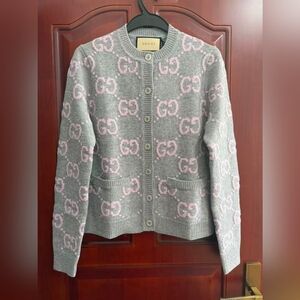 Gucci GG crew neck cardigan sweater